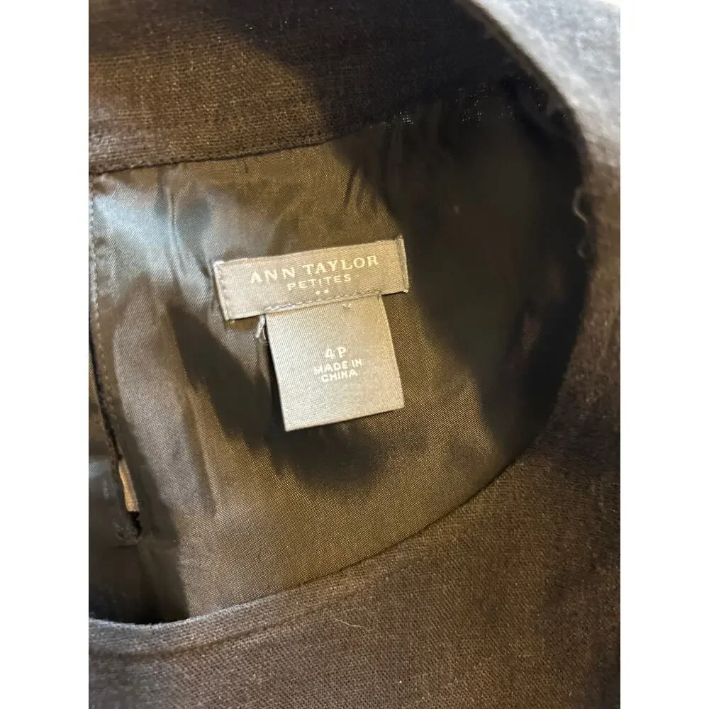 Ann Taylor | Brown Ivory Linen Blend A-Line Dress | 4P - Picture 14 of 14